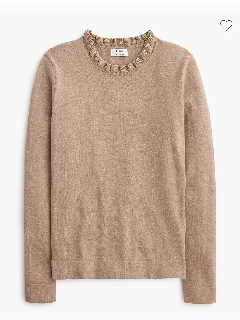 J crew Cotton ruffleneck sweater with metallic trim